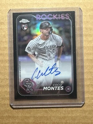 2024 Topps Chrome Coco Montes RC Auto Black Refractor 1/10 Rockies Rookie - Image 1 of 2