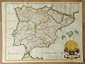 SPANIEN PORTUGAL 1641 NICOLAS SANSON / TAVERNIER UNGEWÖHNLICH GROSSE ANTIKE KARTE - Bild 1 von 12