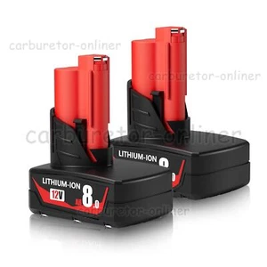 1/2Pack 8.0Ah Battery For Milwaukee for M12 LITHIUM Extended Capacity 48-11-2460 - Picture 1 of 7
