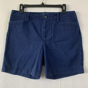 LRL Ralph Lauren Jeans Co Chino Shorts Women 8 Petite Blue Cotton Summer Pants - Picture 1 of 12