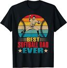 Retro Best Softball Dad Ever Softball Lover Fathers Day Men T-Shirt