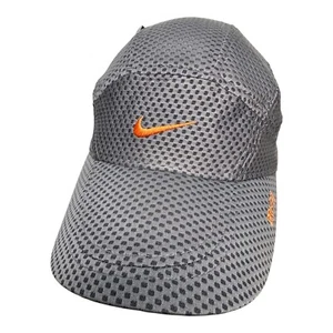 2004 Nike DRI-FIT Hat Mesh Cap Running Grey Orange Swoosh Pull Strap Unisex RARE - Picture 1 of 12