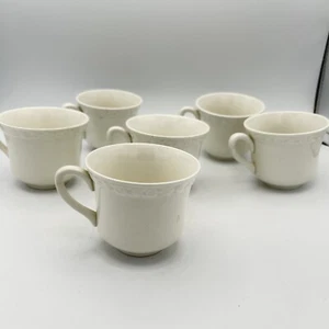 Wedgewood England Cup Hedge Rose Pattern Set Of 6 Coffee Tea White - Picture 1 of 11
