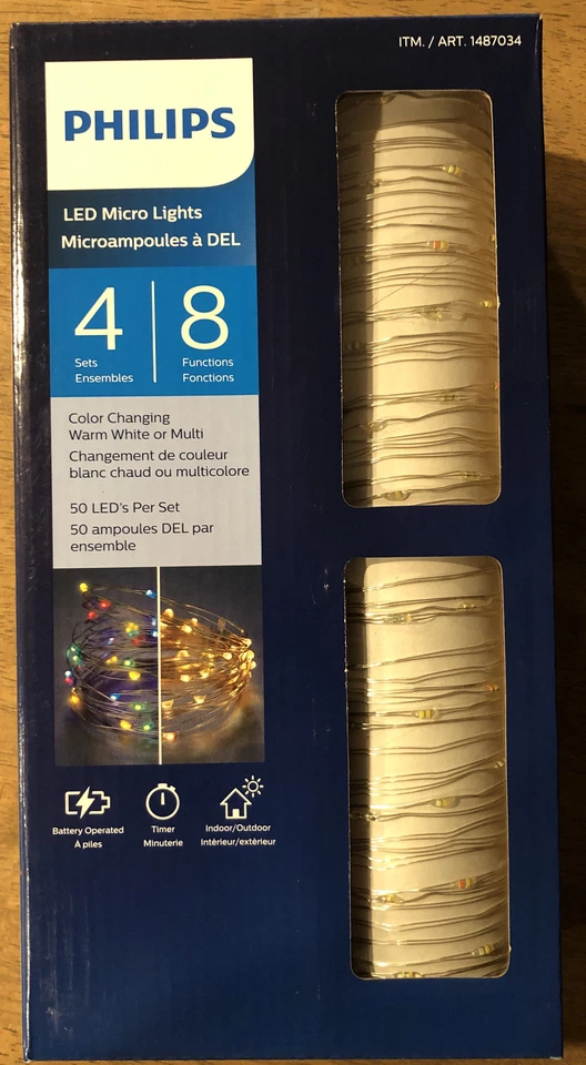 Philips Dual Color Microdot LED 4 Sets of 50 Glass Block Fairy Micro Lights - Image 1 of 1