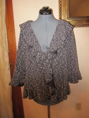 Marisa Christina Womens Black & Ivory Tweed Career Ruffle Jacket 3/4 Sleeve SZ 1 - Image 1 of 4