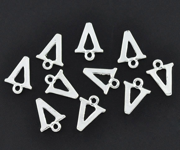 3pz charms ciondoli alfabeto lettera V colore argento 15X11mm - Immagine 1 di 1
