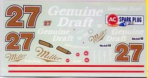 NASCAR DECAL #27 MILLER GENUINE DRAFT 1990 PONTIAC GRAND PRIX - JNJ 1/24-1/25 - Picture 1 of 4