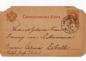 K&K Österreich Correspondenz-Karte 1878 - 2Kr Wien nach Zibelle (Schlesien) - Bild 1 von 2