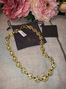NEW Julie Vos 24k Gold Plated XO Toggle Link Necklace ADJUSTABLE NWT - Picture 1 of 10