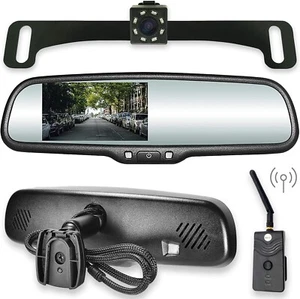 4.3” LCD Rear View Mirror w/ Wireless Transmitter + 170° LED Backup Camera Kit - Picture 1 of 11