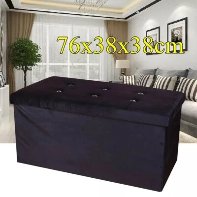 Ottoman Storage Box Foot Stool velvet Folding Seat Toys Holder Chair Pouffe Shoe - Image 1 of 4
