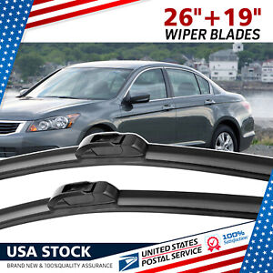 Front Windshield Wiper Blades Pair 26"+19" All Season For Acura ZDX 2010-2013