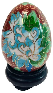 Floral Wood Egg w/Bright Flowers, Handmade w/Original Stand "MINT". - Picture 1 of 5