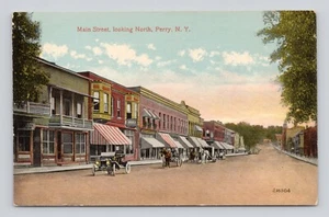 Postcard Main Street Looking North, Perry New York ~ Unposted - Picture 1 of 2