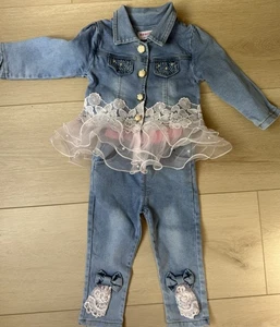 Peacolate 2 Pc Girls Jacket & Pant Size 8 (3-4Y) Blush Bedazzled Lace Toddler - Picture 1 of 9