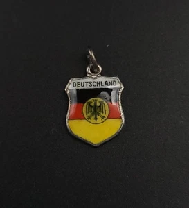 Alemania Alemania Esmalte Escudo Viaje Dije SF 800 Plata Vintage - Imagen 1 de 3