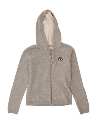Pull à capuche zippé femme CONVERSE UK 10 petit coton gris YJ02 - Photo 1/3