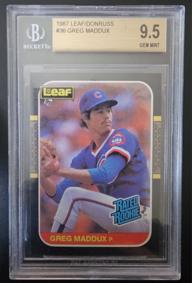 1987 Leaf Donruss #36 Greg Maddux Chicago Cubs RC Rookie HOF BGS 9.5 - Image 1 of 2