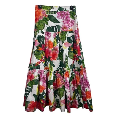 Falda midi de popelina en capas Tropical Oasis talla XS Boston vacaciones en complejo Foto 1 de 4