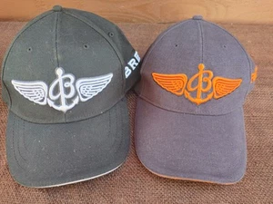 2 Breitling Watch Strapback Hats Cap Lot: Black + White & Dark Blue + Orange - Picture 1 of 19