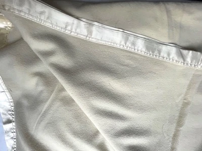 NEW VTG Handmade Beige Wool Silk Trim Twin Size Thin Blanket - Image 1 of 4