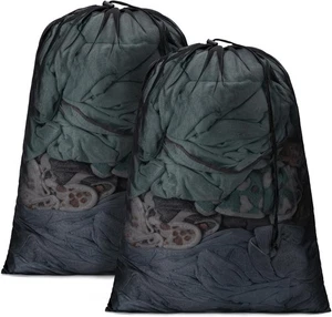 **2 Pack XL Mesh Laundry Bags Large Drawstring Machine Washable Organizer** - Picture 1 of 4