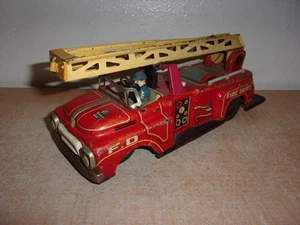 Vintage Tin Friction 1958 International Fire Dept. Ladder Truck Japan READ - Picture 1 of 5