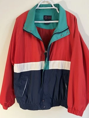 Vintage 1980s/1990s Roundtree & Yorke Windbreaker Preppy Red Blue jacket Medium - Image 1 of 4