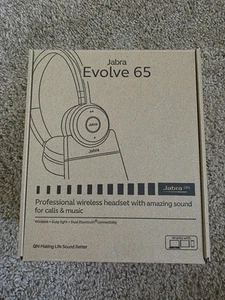 New Jabra Evolve 65 Headphones with charging stand - Unopened And Unused - Picture 1 of 3