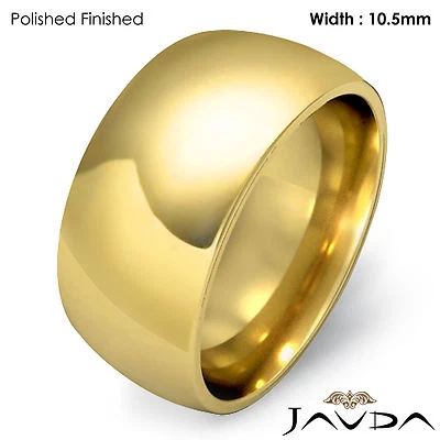 10.5mm Men Wedding Band Solid Dome Comfort Fit Ring 14k Gold Yellow 16.1g 11-11. - Изображение 1 из 4