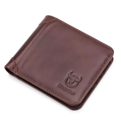 Vintage cowhide leather men's wallet RFID anti-theft large capacity card case - Image 1 of 4