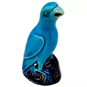 Chinese Porcelain Parrot Turquoise Glaze Qing Republic - Picture 1 of 9