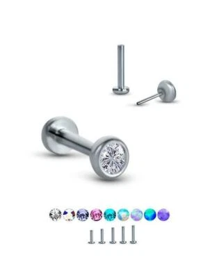 Anillo de nariz estilo labret de titanio pasador sin rosca pasador de empuje 3 mm circonita cúbica 16G 18G 20G 5677 Foto 1 de 2