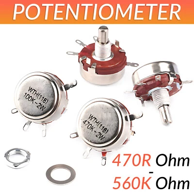 Potentiometer Dreh Poti Linear 470R 1K 2K2 4K7 10K 22K 33K - 1M Ohm Mono Stereo - Bild 1 von 4