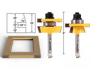 Shaker 2 bit set punte router binario e stile - gambo 1/4" - Yonico 12249q - Foto 1 di 1