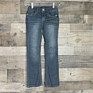 Squeeze Girls Denim Blue Jeans Sequins Girls Size 8 short Stretch Distgressed - Picture 1 of 5