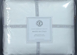 Juego de edredón TESSITURA TOSCANA BLANCO 100% ALGODÓN CELOSÍA JACQUARD 300TC KING - Imagen 1 de 3