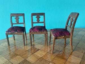 3x Stuhl Stühle alt Puppenstube Puppenhaus dollhouse chair - Bild 1 von 7
