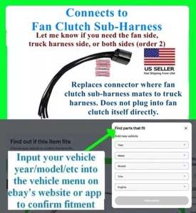 fits Ram 2010-12 6.7L 2500 3500 Diesel Fan Clutch Connector Plug Harness Wiring - Foto 1 di 1