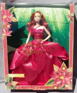 Barbie rousse HOLIDAY 2022 poupée robe tulipe rouge 2021 Mattel HGW73 red hair - Imagen 1 de 4