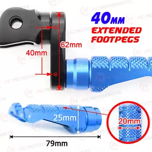 BLUE MCCP 40mm Extension Front Footpegs For Yamaha YZF R1 00-14 13 12 11 10 09 - Picture 1 of 8