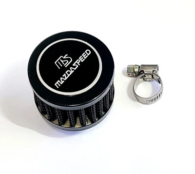 BLACK 12M RACING MINI AIR OIL BREATHER FILTER FOR MIATA MAZDA MAZDASPEED ENGINE - Image 1 of 4