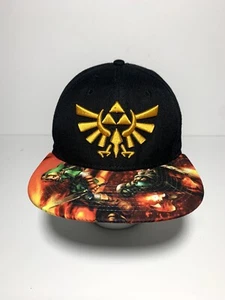 The Legend Of Zelda Ocarina Of Time Triforce Logo Snapback Hat Black & Gold - Picture 1 of 5