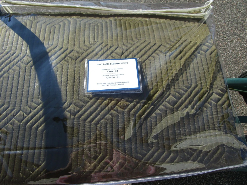 Williams Sonoma Marea Seda Algodón Cobertor Edredón Completo Reina Oliva Nuevo Foto 1 de 1