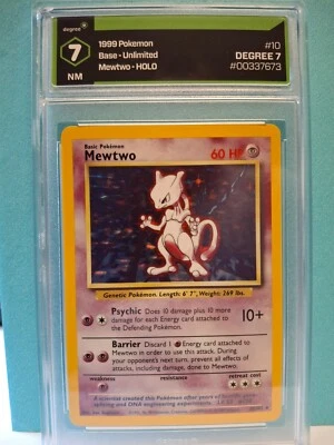 1999 POKEMON BASE SET #10 MEWTWO HOLO vintage rare - DEGREE NEAR MINT 7 - Image 1 of 3