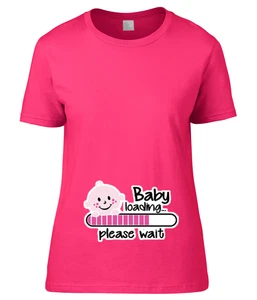 T-SHIRT Damen Schwangerschaft umstandsmode BABY LOADING ROSA WEIBLICHE Baby new! - Bild 1 von 6