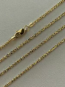 Solid 14k Yellow Gold Ladies 1.5mm Sparkle Rope Chain Twist Necklace Diamond Cut - Picture 1 of 12