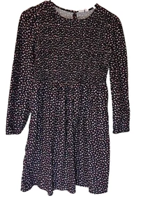 Gap Kids Girls Black Cotton Dress w/Pink Floral Print Ruched Lng Slves Sz XXL - Picture 1 of 4