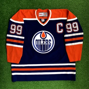 Retro 80er Jahre Wayne Gretzky Edmonton Oilers blau CCM NHL Trikot Größe XXL - Bild 1 von 5