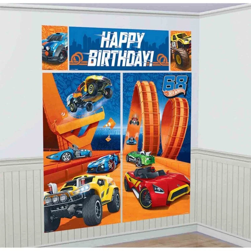 Hot Wheels Party Scene Setter Wall Decoration Kit - Hot Wheels Party Supplies - Image 1 of 1